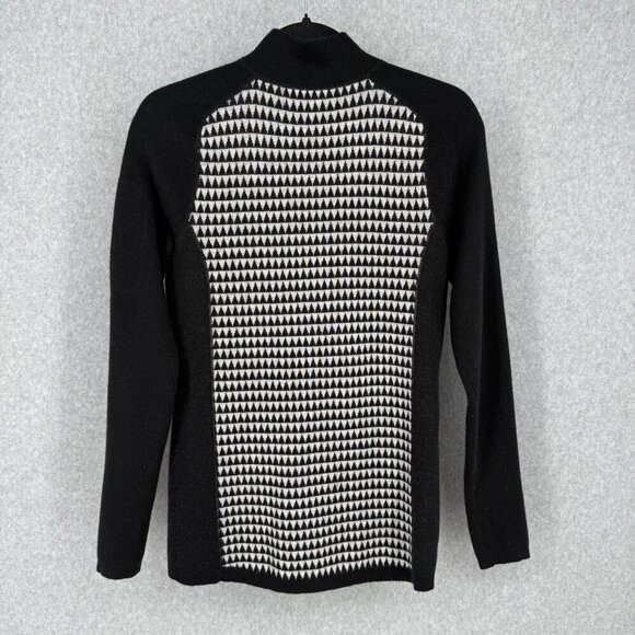 Title Nine Super Power Quarter Zip Sweater Size XS Houndstooth Geo Merino Wool - Picture 2 of 12